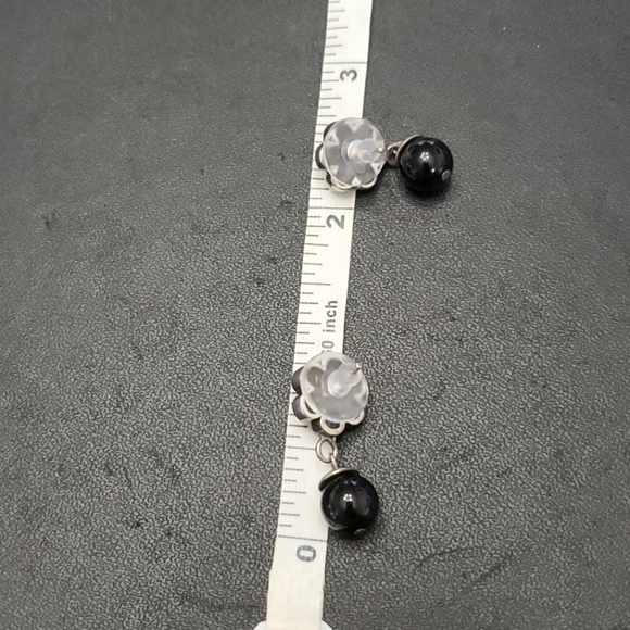 **Final Sale** Sterling silver black stone earrings - Picture 5 of 7